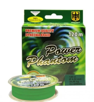Плетеный шнур  Power Phantom 4X 120м (зеленый) 0.25мм. 28.50кг