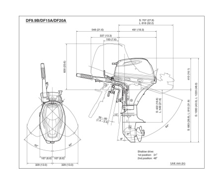 Лодочный мотор 4-х тактный Suzuki DF20AES